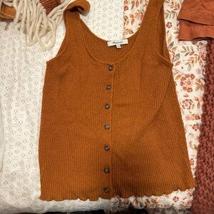 Madewell Women's Orange Button-Up Tank Top